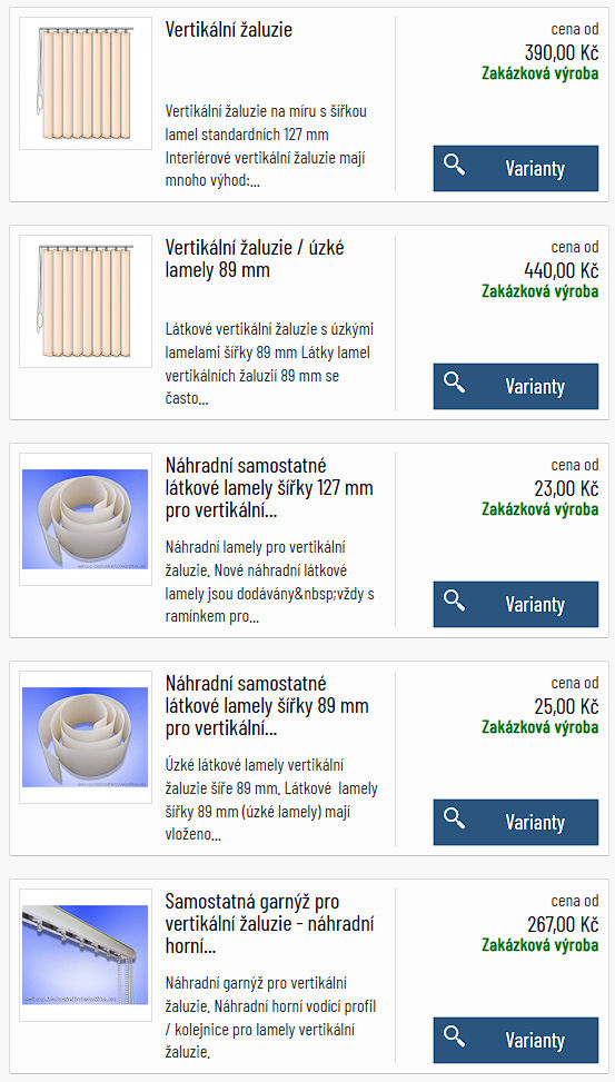 Vertikální žaluzie výroba na míru